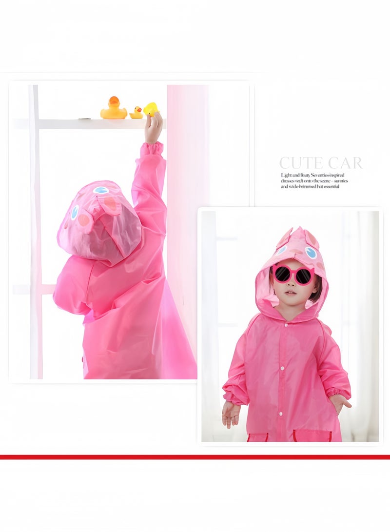 Harse Children's raincoats, Cartoon Kids Rain Jacket, Hooded Poncho Outdoors Transparent Raincoat Student Suit Waterproof Durable Windbreaker (PINK RABBIT)  - Image 5