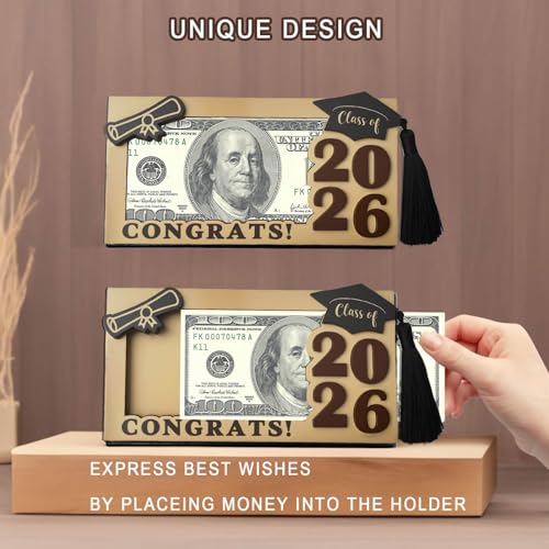 MONNCHA Graduation Gifts 2026 Money Holder, Wooden Graduation Money Cash Envelope Box for Class of 2026 Senior College University Graduates Student Holiday Gifts With Tassels - Image 4
