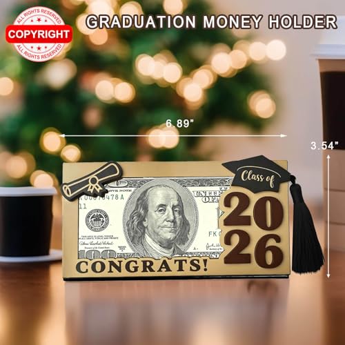 MONNCHA Graduation Gifts 2026 Money Holder, Wooden Graduation Money Cash Envelope Box for Class of 2026 Senior College University Graduates Student Holiday Gifts With Tassels - Image 3