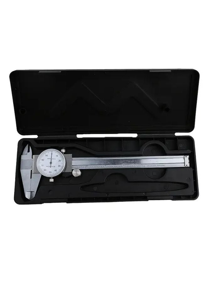 High Precision Carbon Steel Vernier Caliper With Dial Indicator 0 6 Inch Black White - Image 1