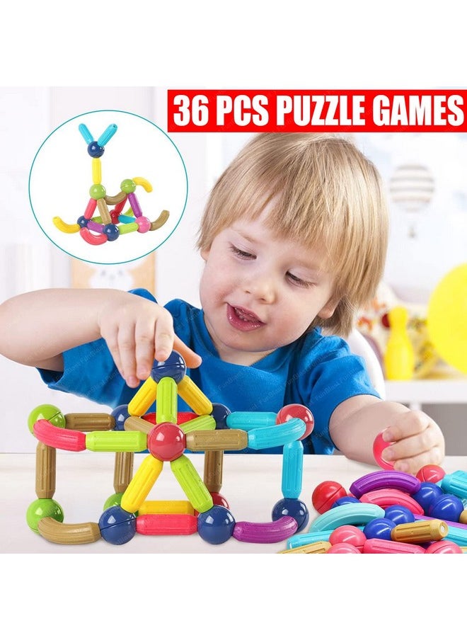 FunBlast FunBlast Magnetic Sticks Building Blocks for Kids - 36 Pcs Puzzle Games for Kids, DIY STEM Toys for Kids, Building & Construction Toys, Brain Game Toys for 3+ Year Old Kids Boys, Girls (36 Pcs)  - Image 2