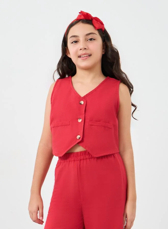 ستايلي Styli Red Cotton Vest and Culottes Set
