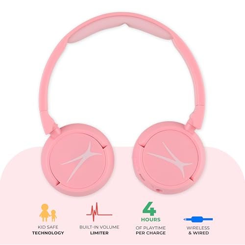 Altec Lansing - Kid Safe 2-in-1 Bluetooth Headphones, Safe Volume Limiting, Foldable Design, Enjoy Audio and Protect Your Child's Hearing (Pink) - Image 2
