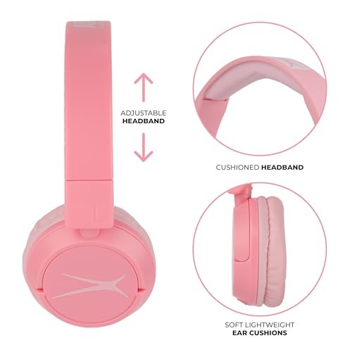 Altec Lansing - Kid Safe 2-in-1 Bluetooth Headphones, Safe Volume Limiting, Foldable Design, Enjoy Audio and Protect Your Child's Hearing (Pink) - Image 4