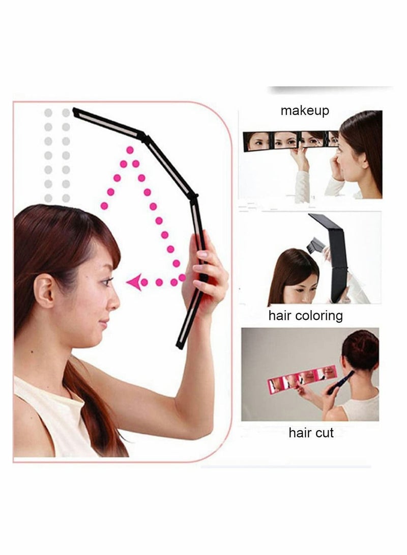 نيبمينينت Four Panel Folding Mirror 4 Sided Foldable Makeup Handheld Compact Tabletop for Self Styling and Hair Cutting Shaving Easy to See Your Back Head  - Image 3