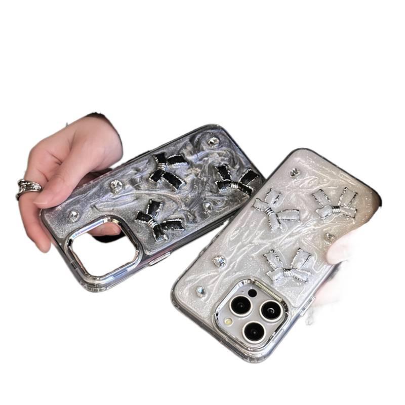 LS TPU Protective Case for iPhone 13 with Drop Protection and Bow Design plus Shockproof plus Resin Finish in White - Image 4