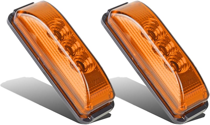 Partsam 2PCS 3 LED Truck Trailer Front Rear LED Side Marker Lights [DOT Approved] indicator Lamp Sealed & Waterproof Surface Mounted Installation Amber 3.9" - Image 1