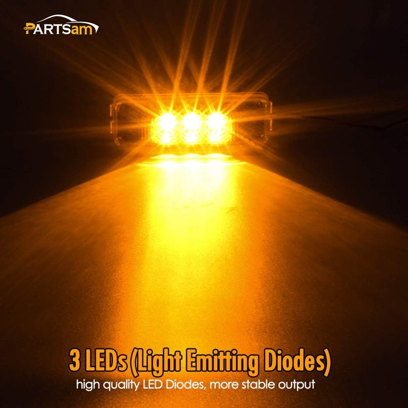 Partsam 2PCS 3 LED Truck Trailer Front Rear LED Side Marker Lights [DOT Approved] indicator Lamp Sealed & Waterproof Surface Mounted Installation Amber 3.9" - Image 3