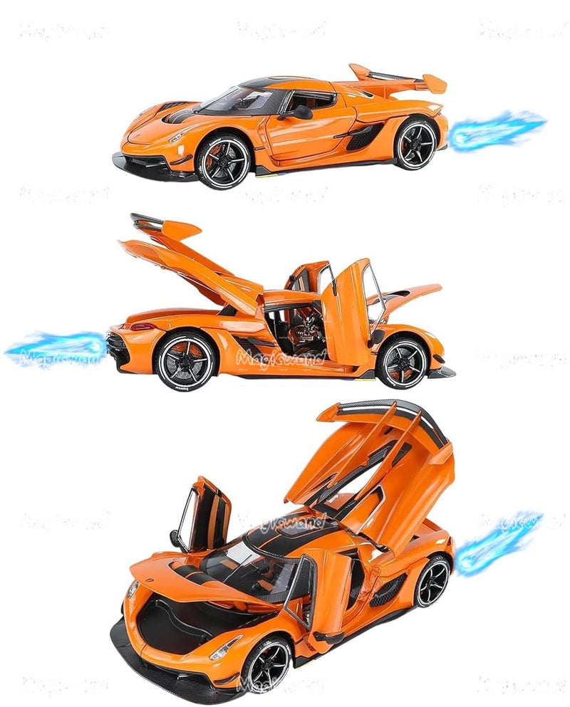 Magicwand【Random Color Die-Cast 1:24 Scale Koenigsegg Jesko【Box Packed】 with 4 Openable Doors Working Steering,Lights & Music,with Smoke Function【Pack of 1】 - Image 1