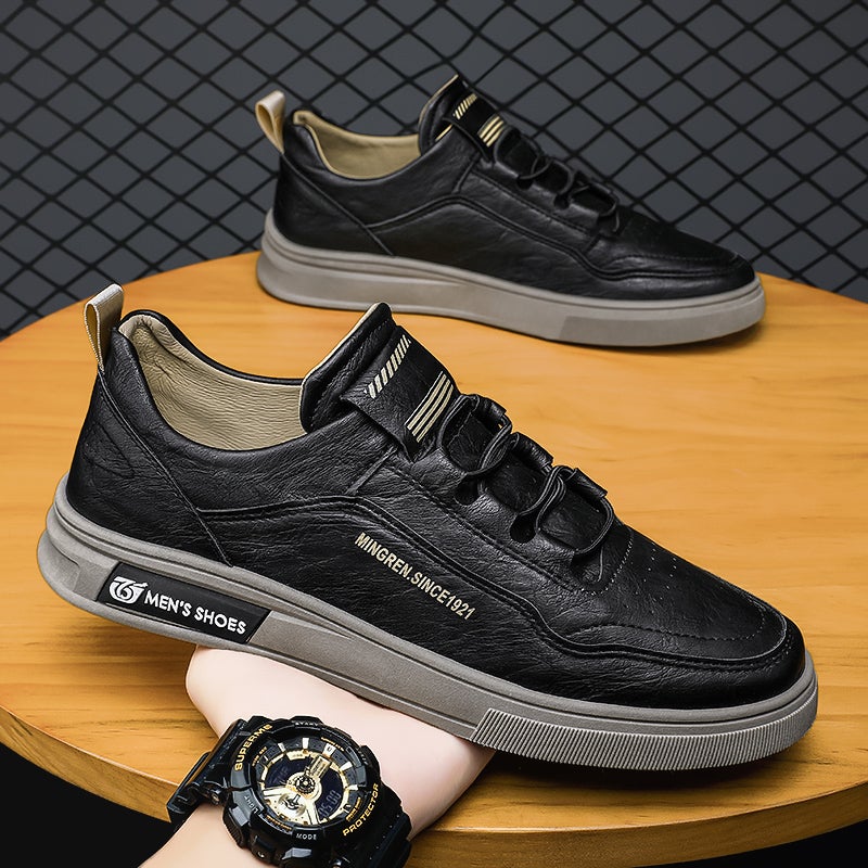 Men'S Shoes Spring Black Labor Protection Work Sneakers Men'S Kitchen Work Casual Leather Shoes - Image 2