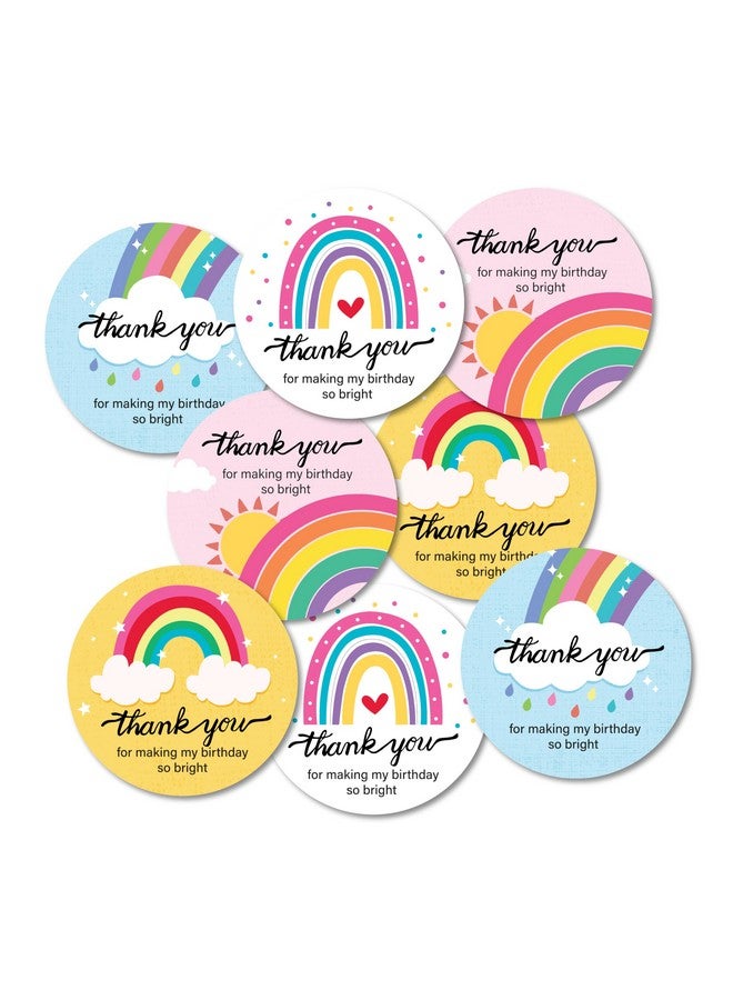 Rainbow Theme Thank You Party Stickers, 40 Count, 2 Inches, Round, 4 Unique Designs
