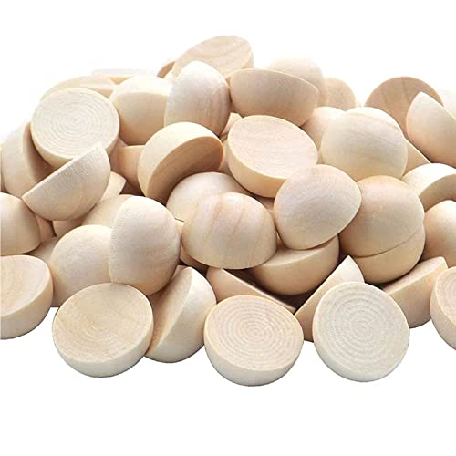 hesmartly 100pcs Half Wood Balls 1 Inch Diameter Unfinished Natural Mini Half Ball Split Wood Balls for DIY Projects and Craft Supplies - Image 1