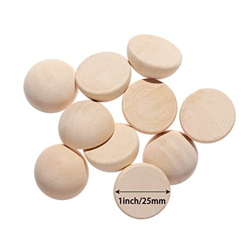 hesmartly 100pcs Half Wood Balls 1 Inch Diameter Unfinished Natural Mini Half Ball Split Wood Balls for DIY Projects and Craft Supplies - Image 4