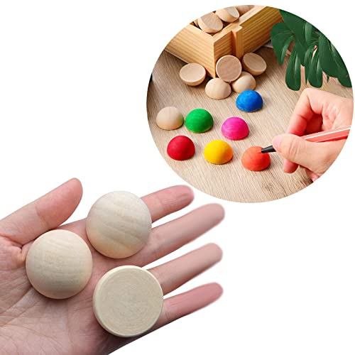 hesmartly 100pcs Half Wood Balls 1 Inch Diameter Unfinished Natural Mini Half Ball Split Wood Balls for DIY Projects and Craft Supplies - Image 5