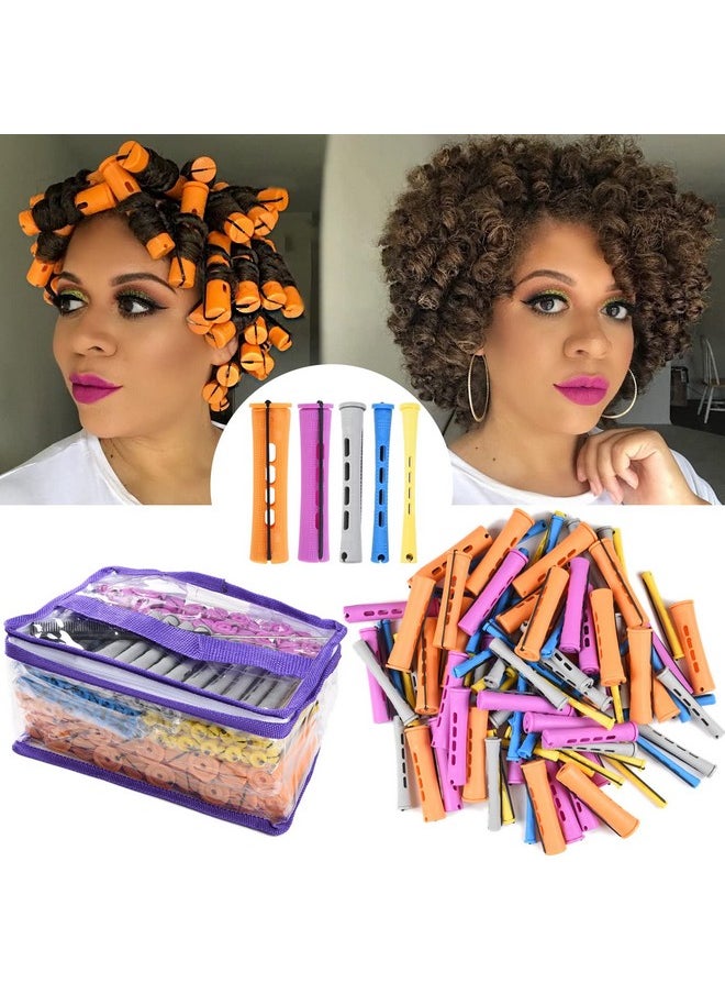 Alimiriam - 100Pcs Perm Rods Set For Natural Hair 5 Sizes Cold Wave Rods Hair Rollers For Women Hair Curling Rods For Long Medium Small Hair Curler Styling Diy Hairdressing Tools（Orange+Purple+Gray+Blue+Yellow） - Image 1