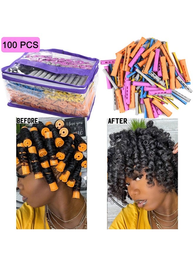 Alimiriam - 100Pcs Perm Rods Set For Natural Hair 5 Sizes Cold Wave Rods Hair Rollers For Women Hair Curling Rods For Long Medium Small Hair Curler Styling Diy Hairdressing Tools（Orange+Purple+Gray+Blue+Yellow） - Image 1