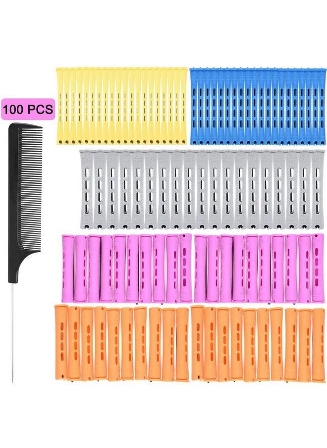 Alimiriam - 100Pcs Perm Rods Set For Natural Hair 5 Sizes Cold Wave Rods Hair Rollers For Women Hair Curling Rods For Long Medium Small Hair Curler Styling Diy Hairdressing Tools（Orange+Purple+Gray+Blue+Yellow） - Image 1