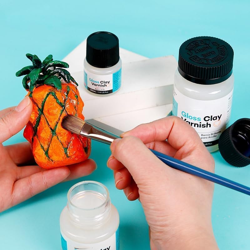 Makbeaty Clay Varnish, Gloss Acrylic Varnish for Air-Dry Clay, Ceramics, Wood, Oil Paintings, Waterproof Glaze, Prevents Crazing & Yellowing, Durable Gloss Finish for Artwork Protection (60ml+120ml) - Image 2