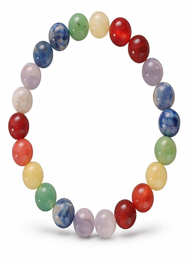 Sukhad 7 Chakra Bracelet for Men & Women | Natural Healing Crystal Beads | Energy Balancing Yoga Meditation Bracelet | Adjustable Elastic Stone for Positive Energy & Gift - Image 1