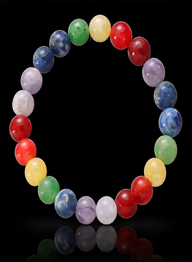 Sukhad 7 Chakra Bracelet for Men & Women | Natural Healing Crystal Beads | Energy Balancing Yoga Meditation Bracelet | Adjustable Elastic Stone for Positive Energy & Gift - Image 2