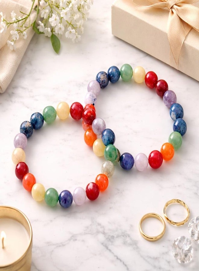 Sukhad 7 Chakra Bracelet for Men & Women | Natural Healing Crystal Beads | Energy Balancing Yoga Meditation Bracelet | Adjustable Elastic Stone for Positive Energy & Gift - Image 3