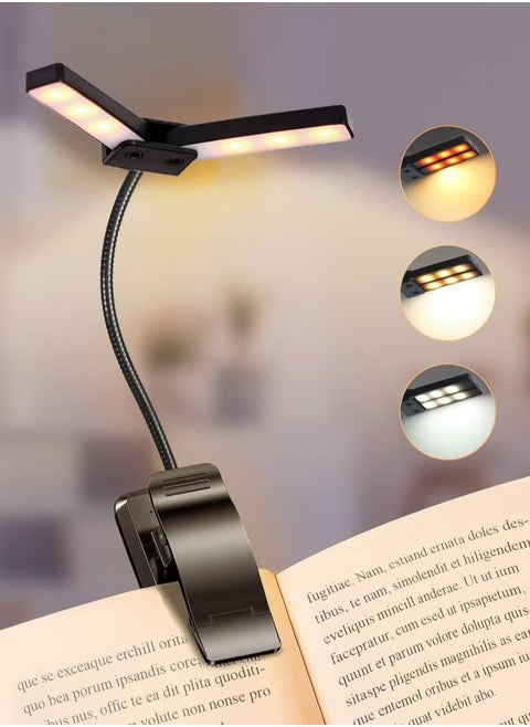 Book Reading Light USB LED Rechargeable Table Lamp For Reading Desk Lamp Double-head Eye-Care Book Reading Lamp 3 Color 3 Brightness Night Light Lamp