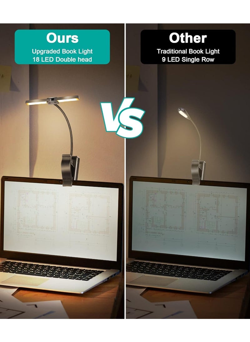 LOOPITYS - Book Reading Light USB LED Rechargeable Table Lamp For Reading Desk Lamp Double-head Eye-Care Book Reading Lamp 3 Color 3 Brightness Night Light Lamp - Image 1