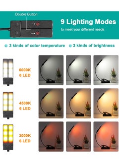 LOOPITYS Book Reading Light USB LED Rechargeable Table Lamp For Reading Desk Lamp Double-head Eye-Care Book Reading Lamp 3 Color 3 Brightness Night Light Lamp  - Image 2