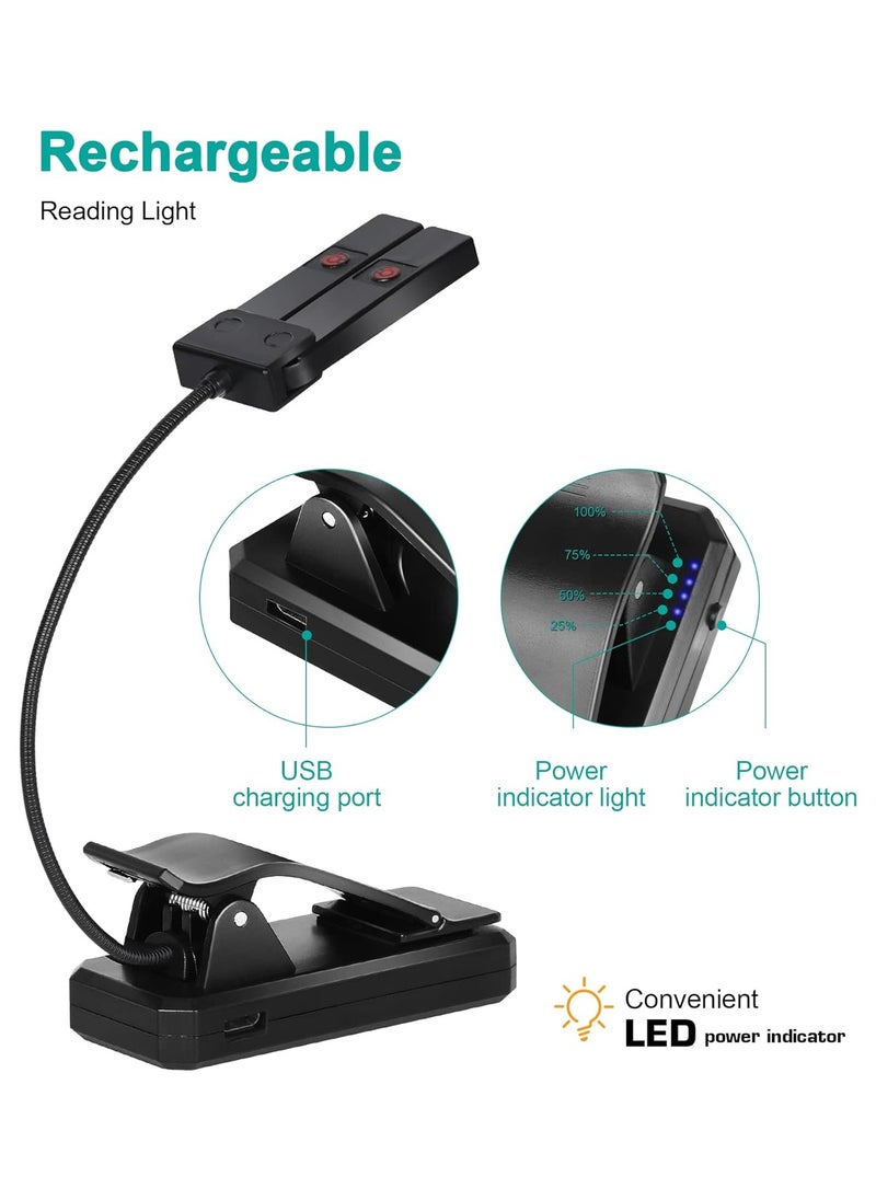 LOOPITYS - Book Reading Light USB LED Rechargeable Table Lamp For Reading Desk Lamp Double-head Eye-Care Book Reading Lamp 3 Color 3 Brightness Night Light Lamp - Image 1