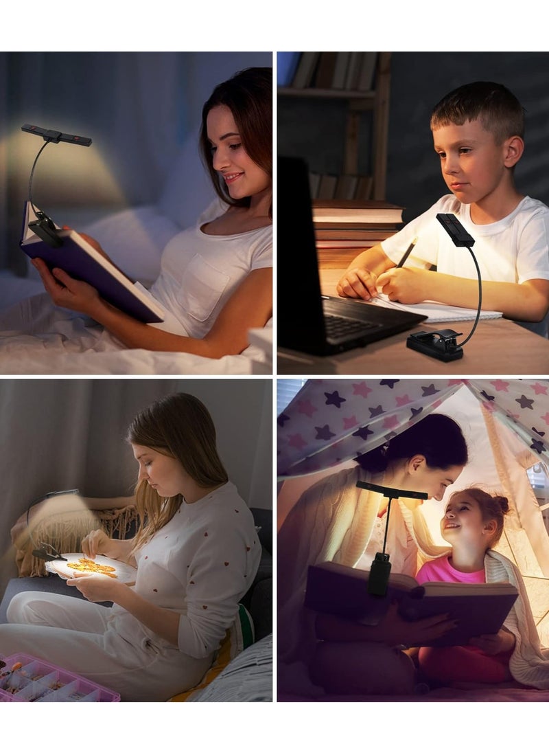 LOOPITYS - Book Reading Light USB LED Rechargeable Table Lamp For Reading Desk Lamp Double-head Eye-Care Book Reading Lamp 3 Color 3 Brightness Night Light Lamp - Image 1