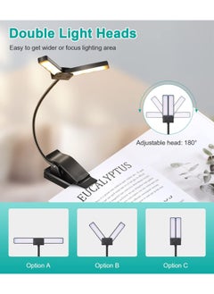 LOOPITYS Book Reading Light USB LED Rechargeable Table Lamp For Reading Desk Lamp Double-head Eye-Care Book Reading Lamp 3 Color 3 Brightness Night Light Lamp  - Image 4