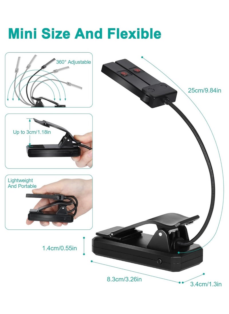 LOOPITYS - Book Reading Light USB LED Rechargeable Table Lamp For Reading Desk Lamp Double-head Eye-Care Book Reading Lamp 3 Color 3 Brightness Night Light Lamp - Image 1