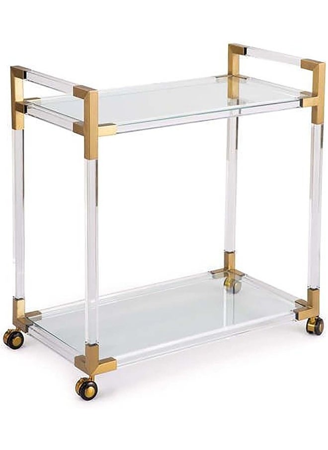 Horoof Home Luxury 2-Tier Acrylic Bar Cart with Gold Iron Frame 