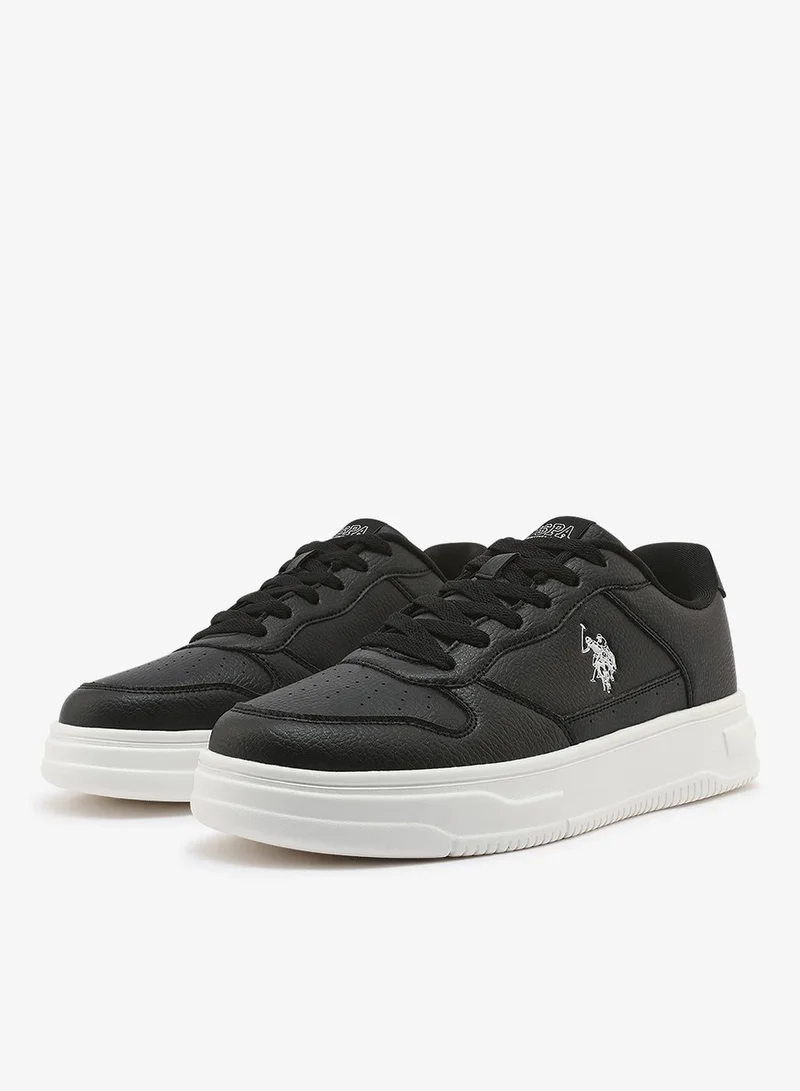 U.S. Polo Assn. black Men's Black Low-Top Sneakers - Stylish Casual Shoes with Grey and Tan Accents, Durable and Stylish Casual Footwear for Men | Best Price UAE