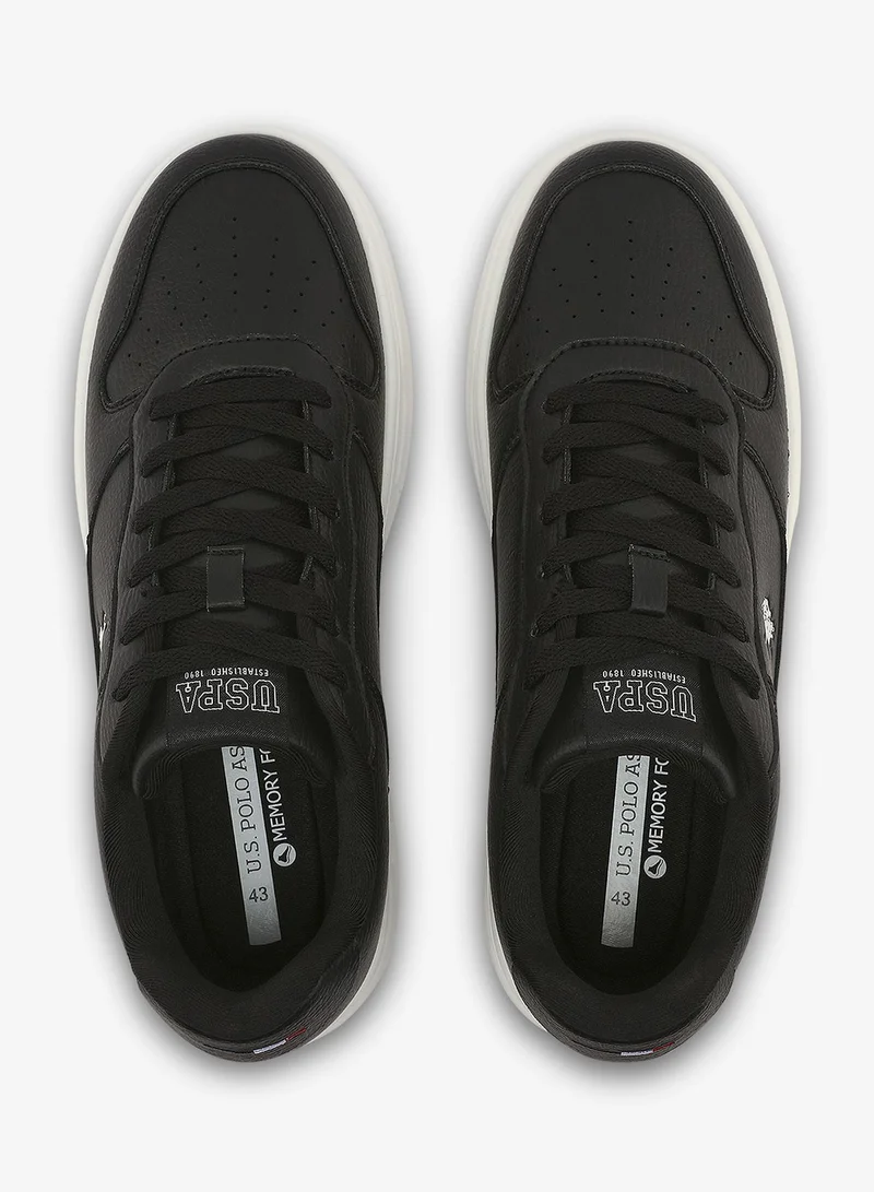 U.S. Polo Assn. black Men's Black Low-Top Sneakers - Stylish Casual Shoes with Grey and Tan Accents, Durable and Stylish Casual Footwear for Men | Best Price UAE