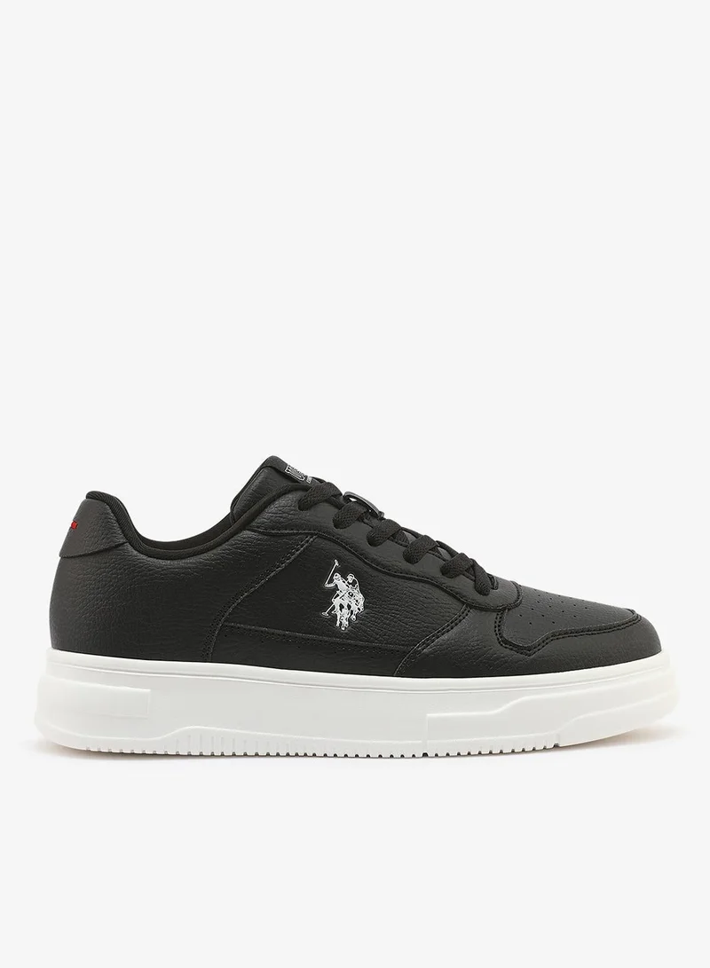 U.S. Polo Assn. black Men's Black Low-Top Sneakers - Stylish Casual Shoes with Grey and Tan Accents, Durable and Stylish Casual Footwear for Men | Best Price UAE