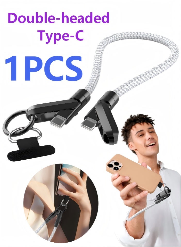 كابل شحن سريع USB-C إلى USB-C بقدرة 60 واط، 5 أمبير، بطول 30 سم، يُعلق على المعصم، مصمم للاستخدام اليومي دون الحاجة لليدين، كابل من النوع C مضفر من النايلون المقاوم للانحناء، لشحن آمن ومتين وموثوق، مثالي لهواتف سامسونج جالاكسي S21 / S22 / S23 / S24، وآيفون 15 / 16 / 17 برو، وأوبو، وفيفو، وهونر. - Image 1