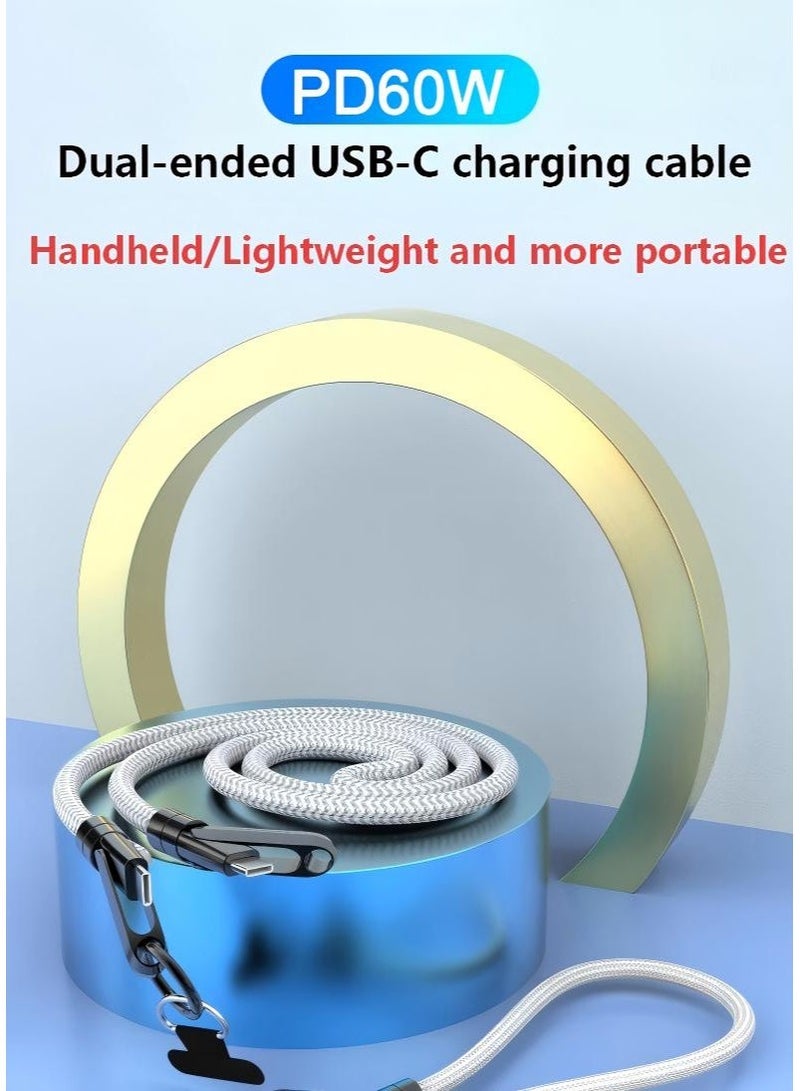 كابل شحن سريع USB-C إلى USB-C بقدرة 60 واط، 5 أمبير، بطول 30 سم، يُعلق على المعصم، مصمم للاستخدام اليومي دون الحاجة لليدين، كابل من النوع C مضفر من النايلون المقاوم للانحناء، لشحن آمن ومتين وموثوق، مثالي لهواتف سامسونج جالاكسي S21 / S22 / S23 / S24، وآيفون 15 / 16 / 17 برو، وأوبو، وفيفو، وهونر. - Image 2