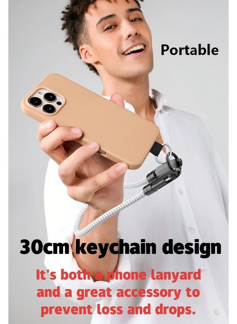 كابل شحن سريع USB-C إلى USB-C بقدرة 60 واط، 5 أمبير، بطول 30 سم، يُعلق على المعصم، مصمم للاستخدام اليومي دون الحاجة لليدين، كابل من النوع C مضفر من النايلون المقاوم للانحناء، لشحن آمن ومتين وموثوق، مثالي لهواتف سامسونج جالاكسي S21 / S22 / S23 / S24، وآيفون 15 / 16 / 17 برو، وأوبو، وفيفو، وهونر. - Image 3