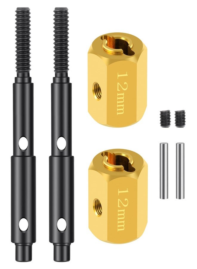 QUE-T Extended 12mm Brass Wheel Hex Hub Adapter with Portal Stub Axles for 1:10 Redcat Ascent RC Car - Image 1