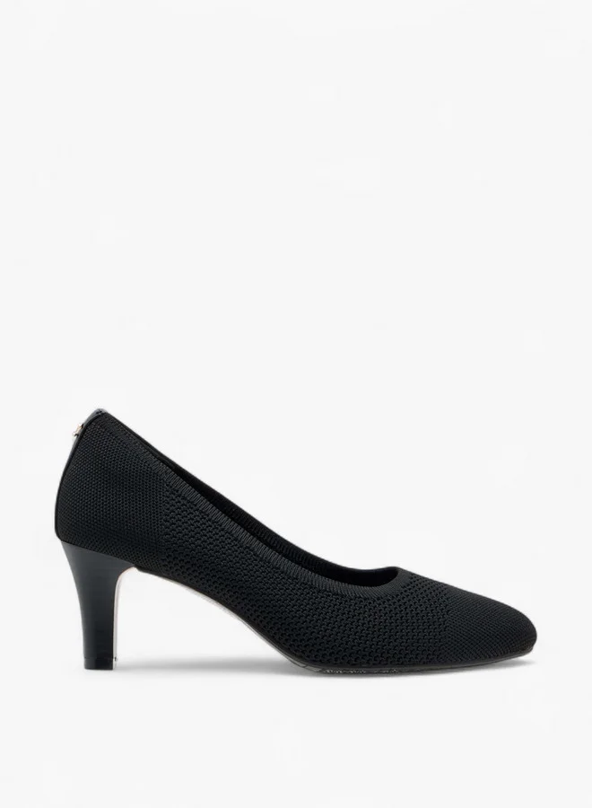 Le Confort Women's Flyknit Textured Slip-On Pumps with Cone Heels