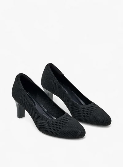 Le Confort Women's Flyknit Textured Slip-On Pumps with Cone Heels