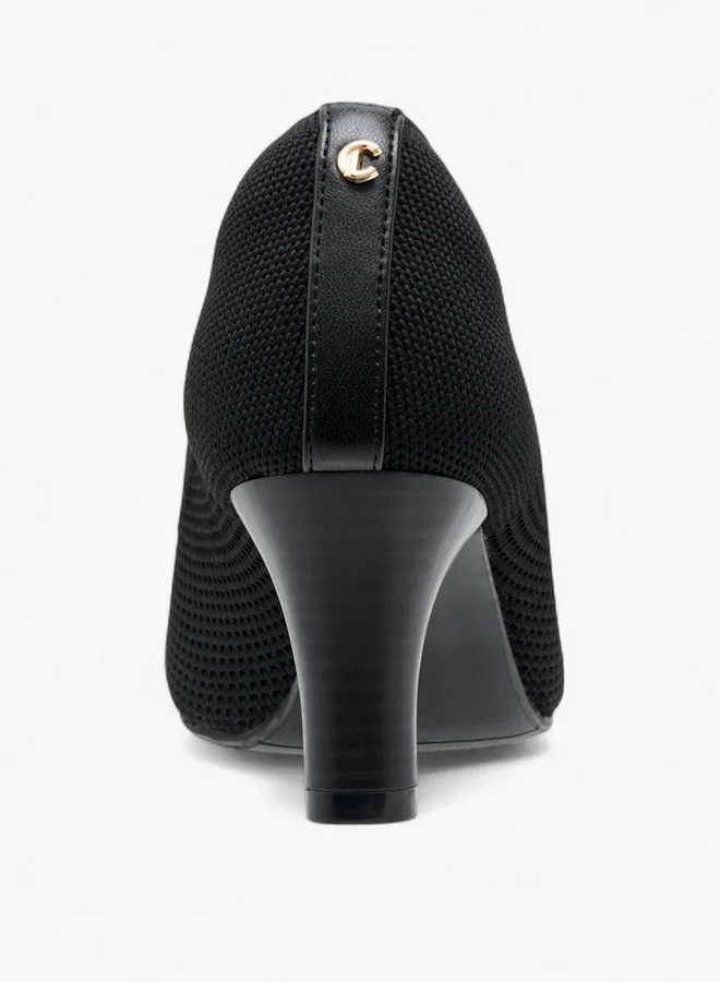 Le Confort Women's Flyknit Textured Slip-On Pumps with Cone Heels