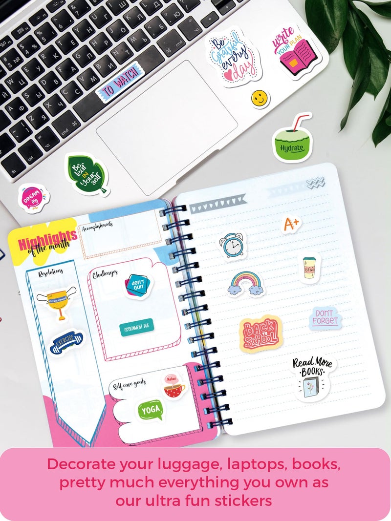 Doodle 10 Pages Sticker Booklet with 500+ Fun, Quirky and Colourful self Adhesive Stickers | Perfect for Girls, Kids, Teens, Adults (Study Well Stickers) - Image 4