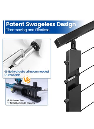 Muzata 10 Pairs Black Swageless Cable Railing Kit 1/8" Invisible Tensioner and Terminal No Need Crimper Tool Black Swageless Cable Fittings for 2"x2" Metal Post Cable Railing Hardware CB05,CV2 CL1 - pzsku/Z9806E71DB148B32EC7B3Z/45/_/1740118871/acfdbd4b-04d2-4795-a72c-ace9f49c0f69