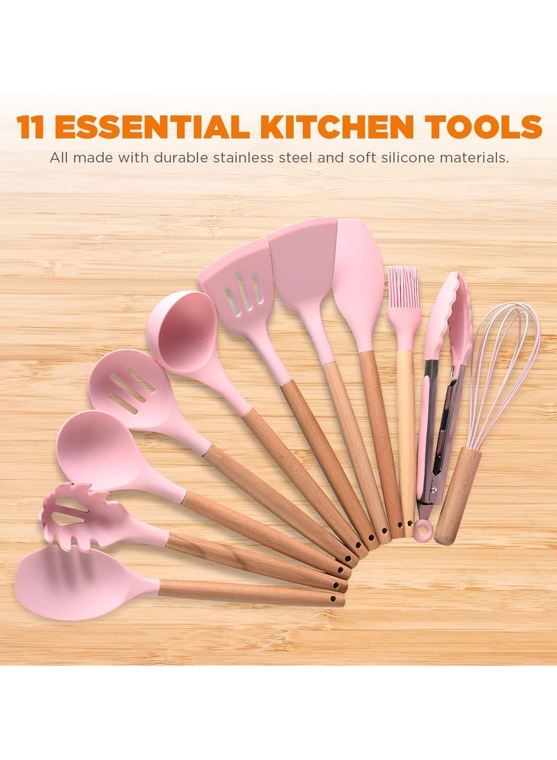 19 Piece Kitchen Knife & Utensils Set with Storage Rack - Heat Resistant Silicone Cooking Utensils with Cutting Board Spatula Whisk Spoons & Kitchen Accessories Set - Image 4