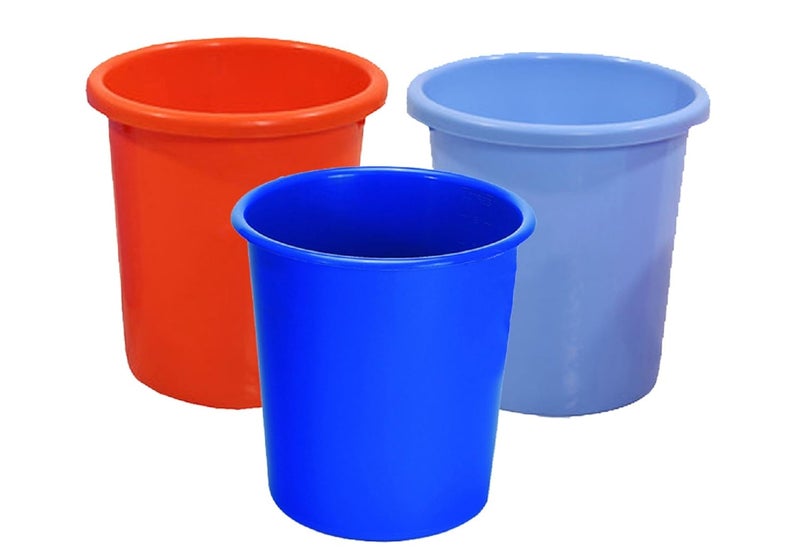 Kuber Industries Kuber Industries Portable OpenTop Waste BinDust BinRubbish BinTrash CanGarbage Bin Homeware Set of 3 Pcs Assorted Color Code14 Multi Standard DUSTIN05  - Image 1