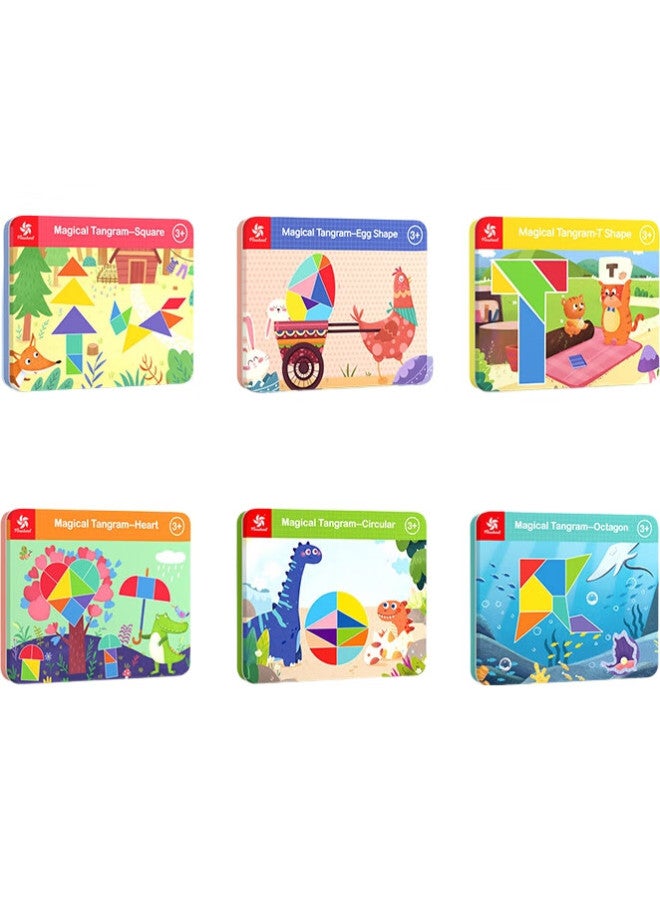 Pinwheel Magnetic Tangram Puzzle For First Grade Elementary School Students, Educational Magnetic Tiles, Children'S Toy, Kindergarten, Square World - Image 2