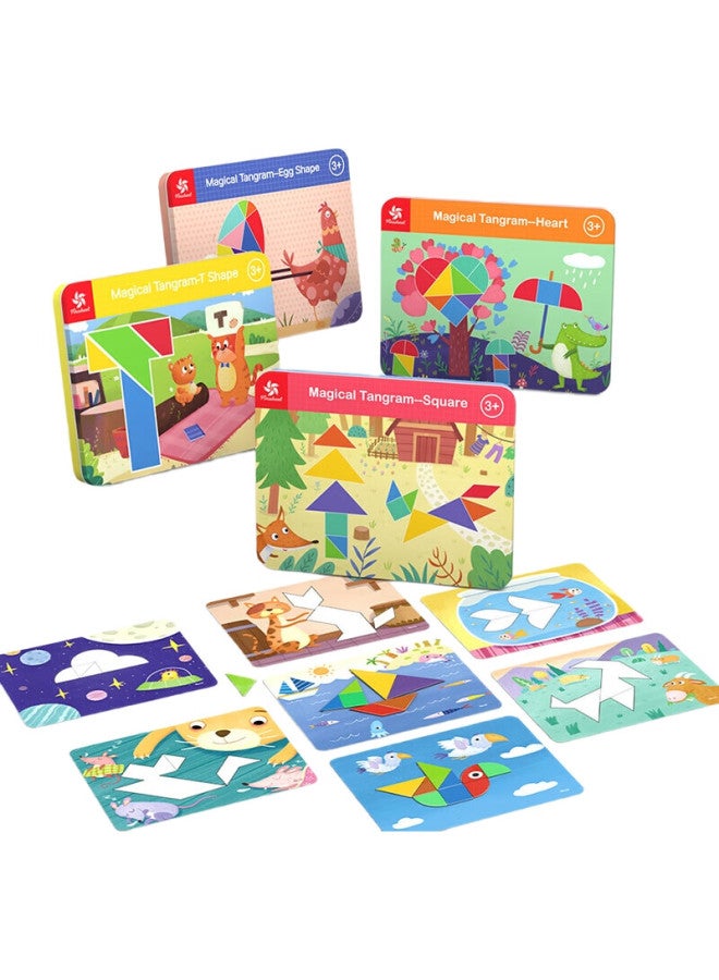 Pinwheel Magnetic Tangram Puzzle For First Grade Elementary School Students, Educational Magnetic Tiles, Children'S Toy, Kindergarten, Square World - Image 1