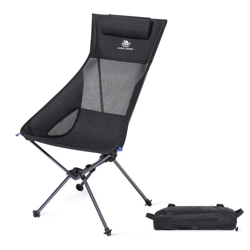 CAMEL CROWN High Back Camping Chair with Pillow Design, Folding Compact Backpacking Chair, Stable Portable Chair for Outdoor Camp, Travel, Beach, Picnic, Festival, Hiking - Image 1